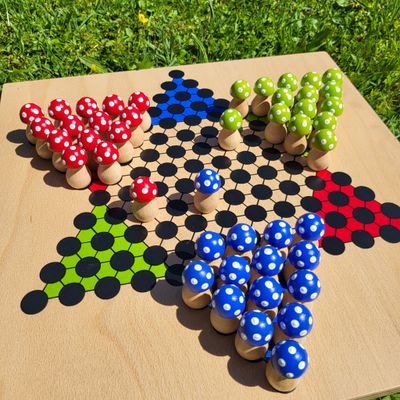 Maxi*Brettspiel * Halma * 15er * GlücksPilze * Herbst * bemalt