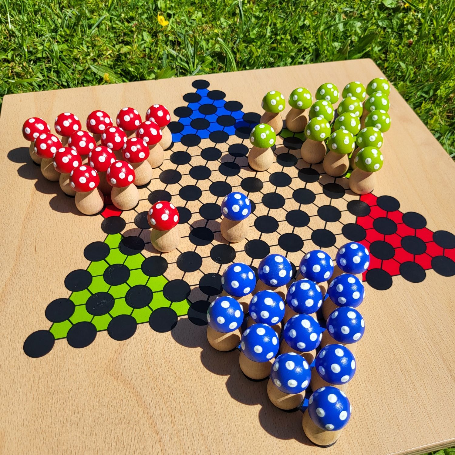 Maxi*Brettspiel * Halma * 15er * GlücksPilze * Herbst * bemalt