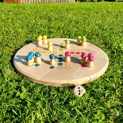 Brettspiel * Komm, GlücksPilze sammeln! * Frühling * Ahorn rund * lasergraviert