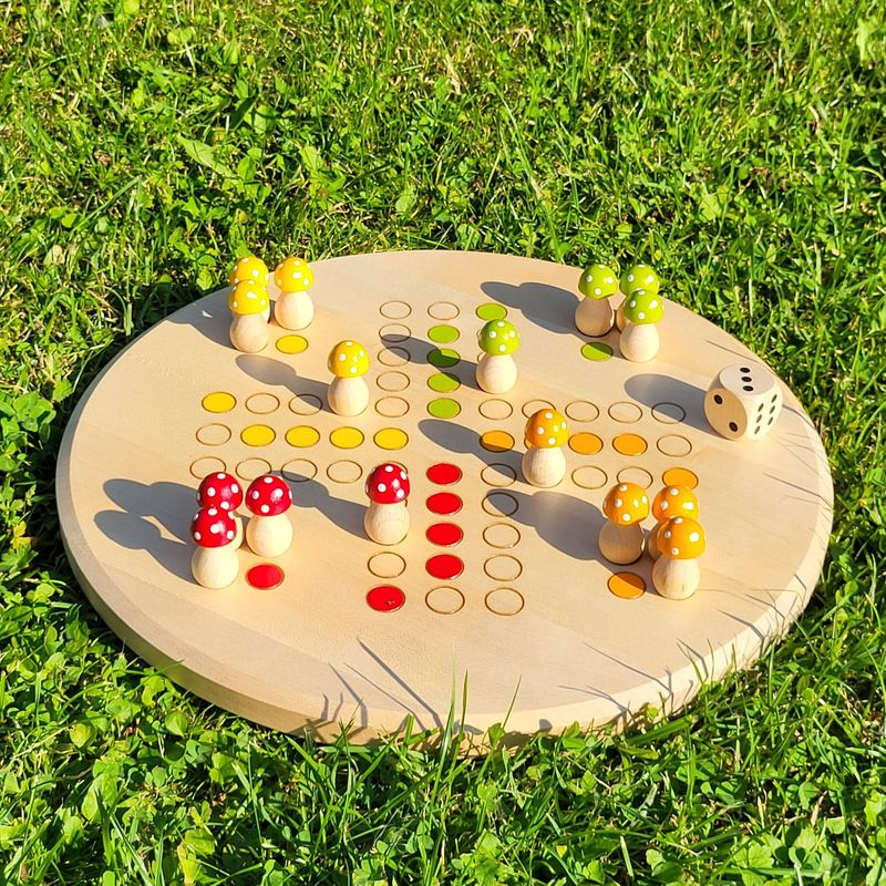Brettspiel * Komm, GlücksPilze sammeln! * Sommer * Ahorn rund * lasergraviert