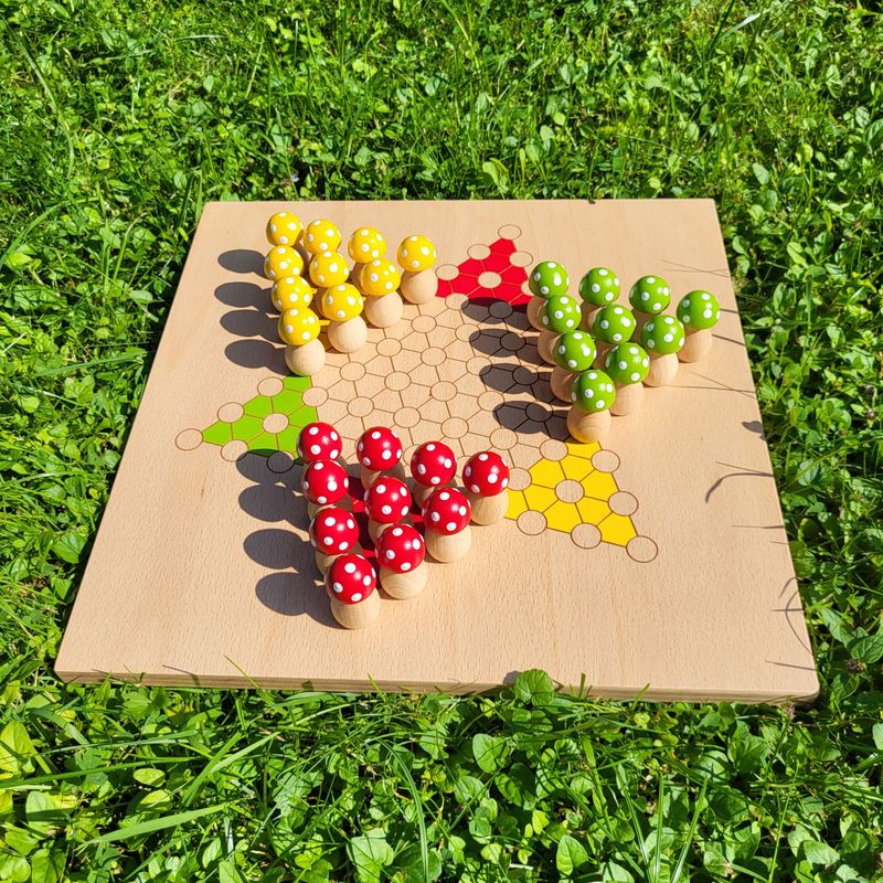 Brettspiel * Halma * 10er * GlücksPilze * Sommer * lasergraviert
