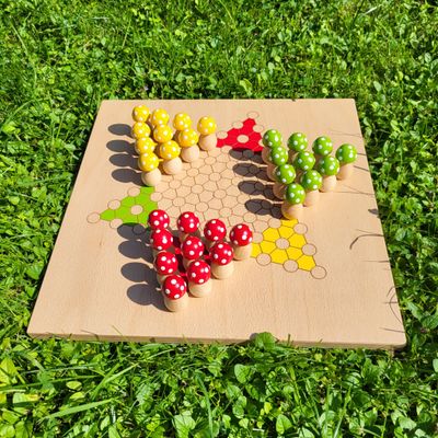 Brettspiel * Halma * 10er * GlücksPilze * Sommer * lasergraviert