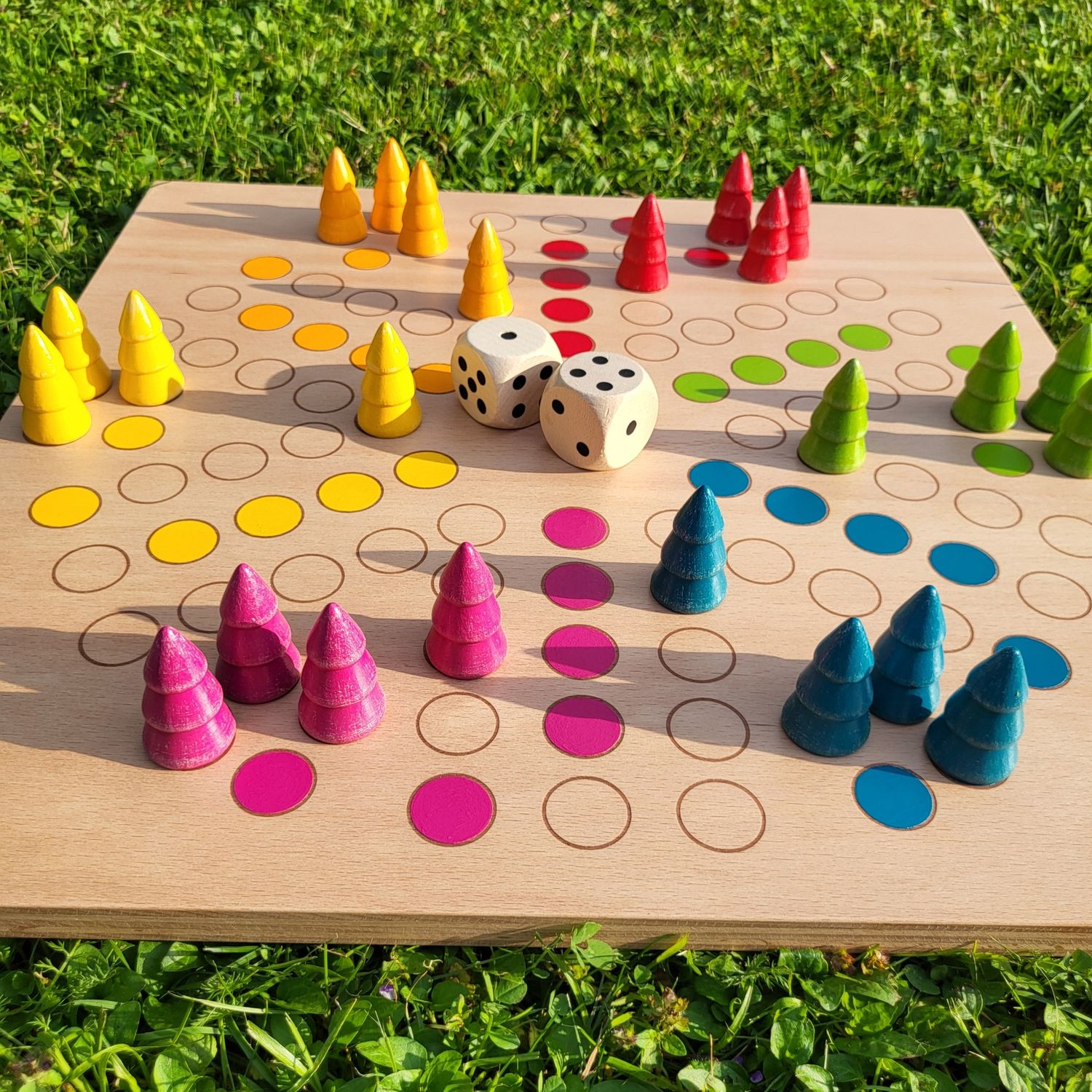 Brettspiel * 6 auf einen Streich * Buche eckig * Bäumchen * lasergraviert