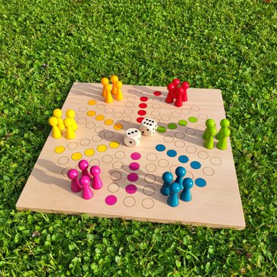 Brettspiel * 6 auf einen Streich * Buche eckig * Kegel * lasergraviert