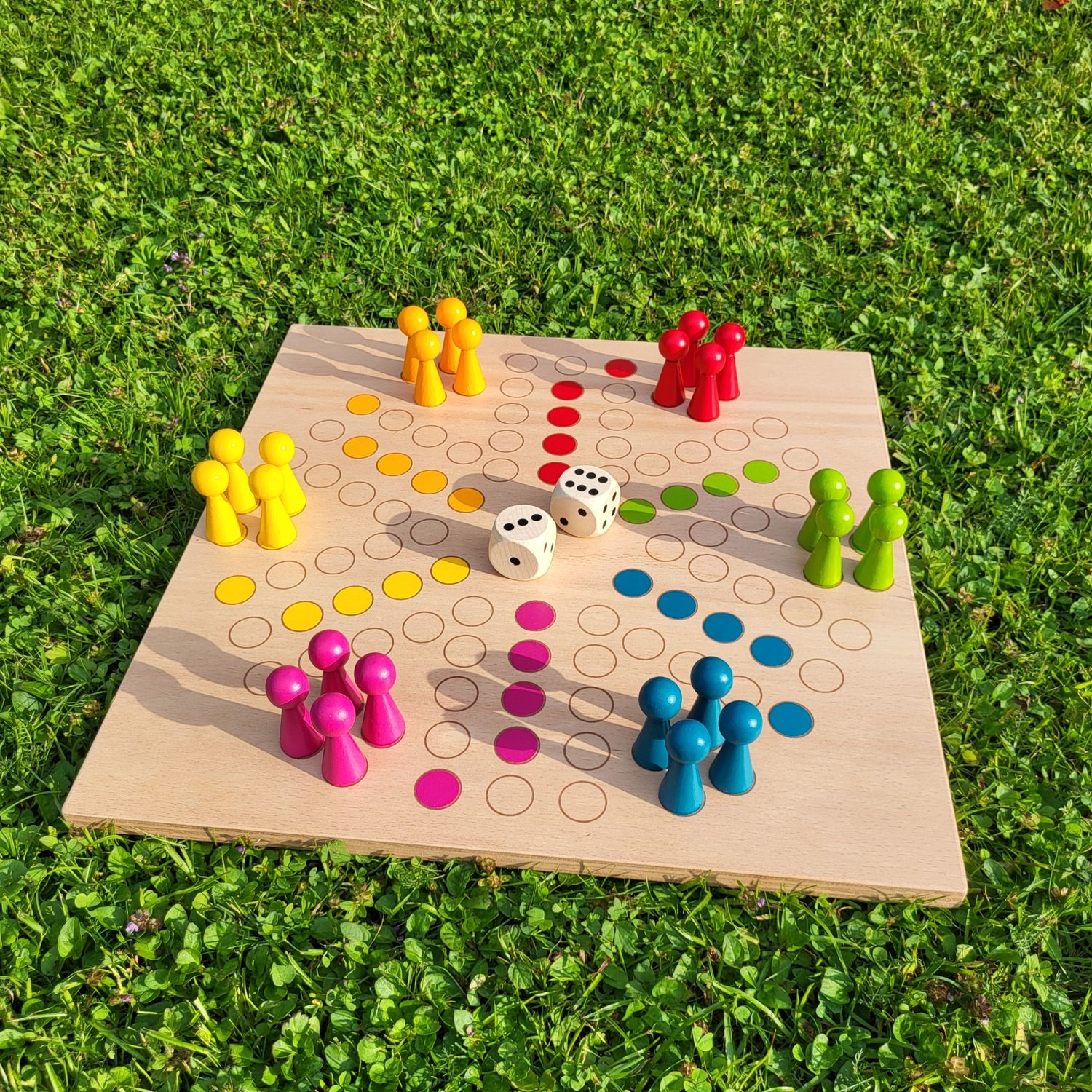 Brettspiel * 6 auf einen Streich * Buche eckig * Kegel * lasergraviert