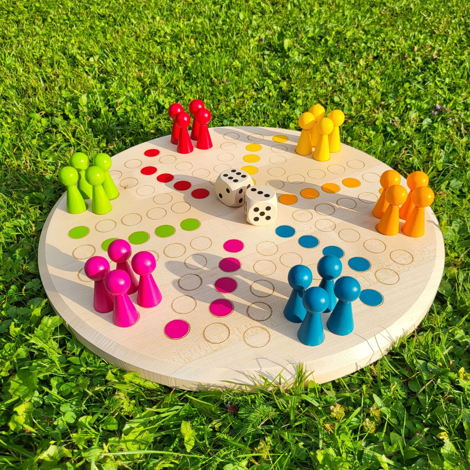 Brettspiel * 6 auf einen Streich * Ahorn rund* Kegel * lasergraviert