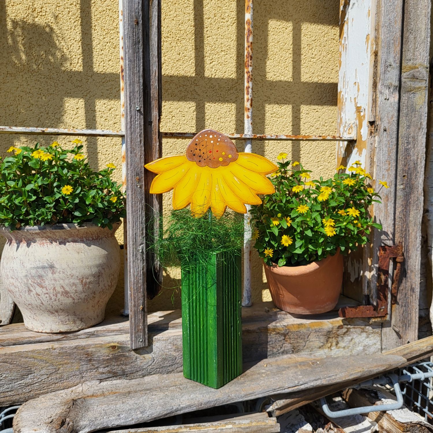 DekoSäule * SonnenBlümchen * gefiedert