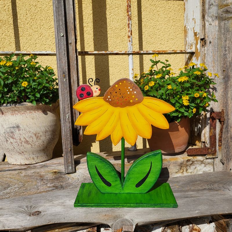 Großes SonnenBlümchen mit Käferl * gefiedert