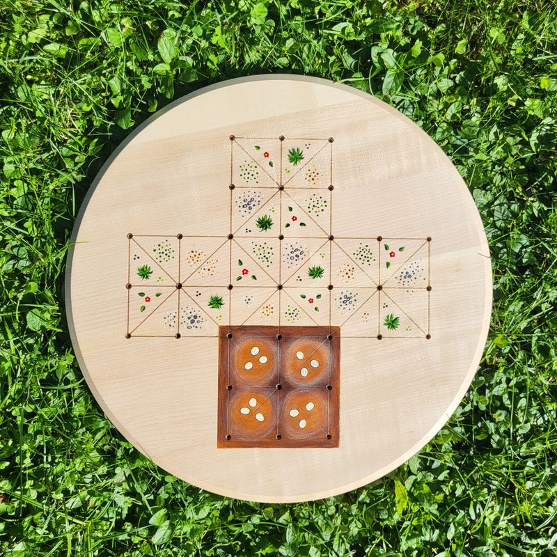 SpielBrett * Fuchs & Henne * Ahorn rund * Nest braun