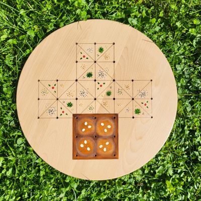 SpielBrett * Fuchs & Henne * Buche rund * Nest braun