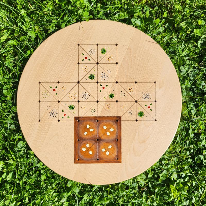 SpielBrett * Fuchs & Henne * Buche rund * Nest braun