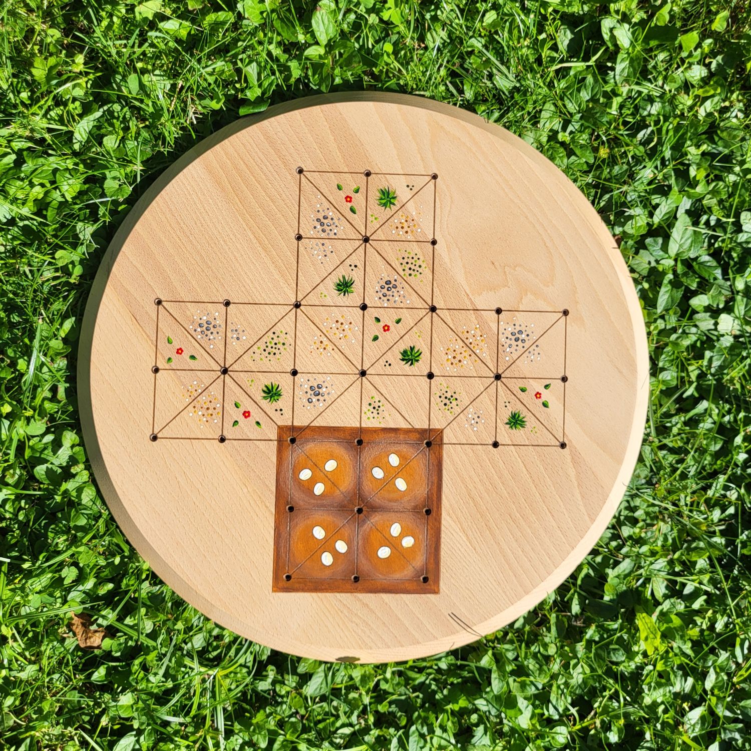 SpielBrett * Fuchs & Henne * Buche rund * Kante schräg * Nest braun