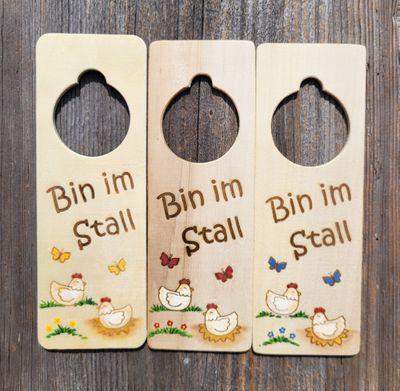 HängeTürSchild * Bin im Stall * Henne