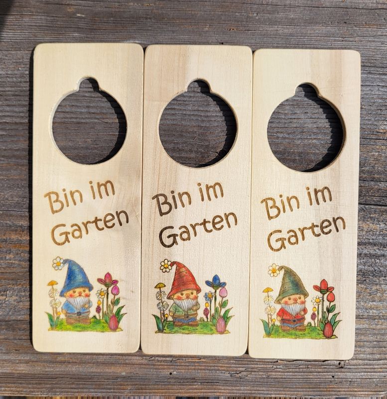 HängeTürSchild * Bin im Garten * Zwergerl