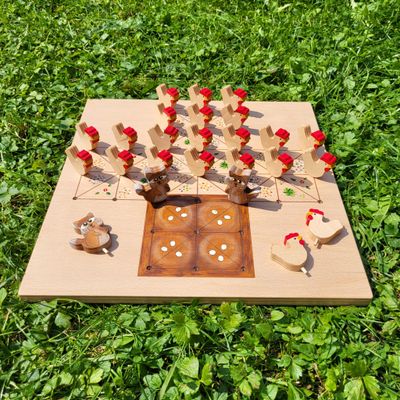Brettspiel * Fuchs & Henne * Buche * Nest braun * Hühner Buche natur
