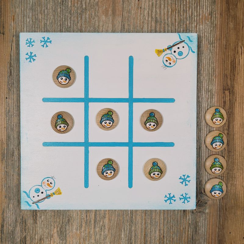 Brettspiel * TicTacToe * Schneemann * türkis/grün