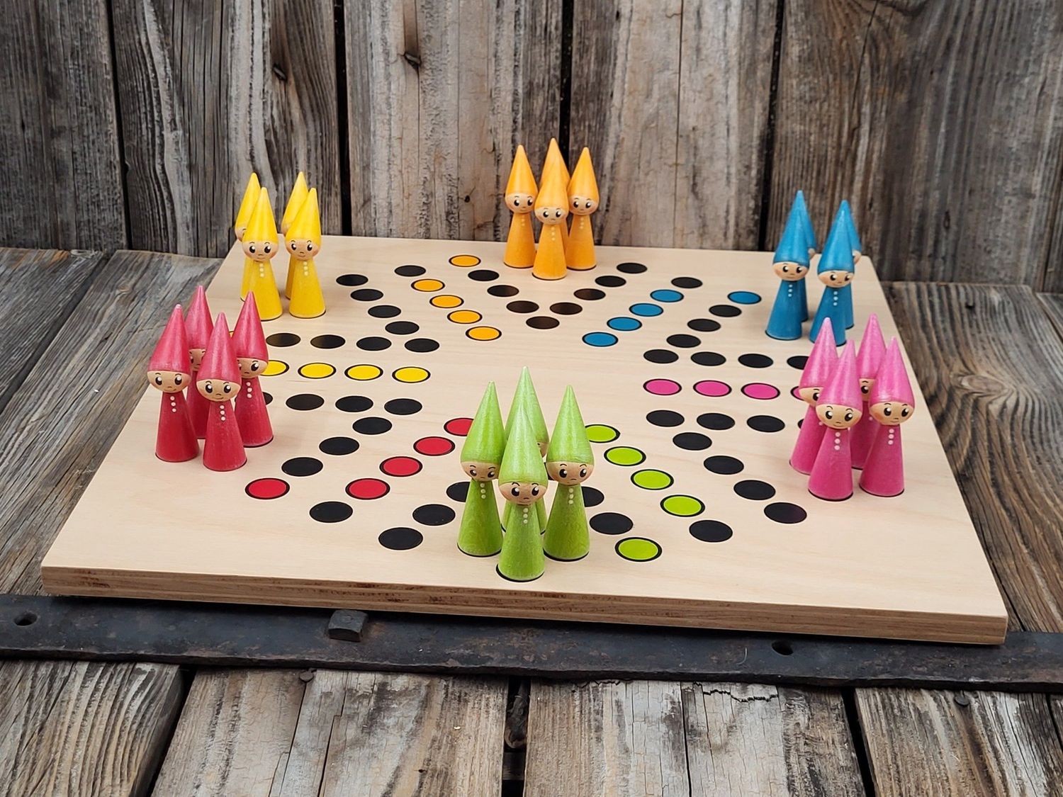 Brettspiel * 6 auf einen Streich * Buche eckig * Wichtel * Punkte lasergraviert Brettspiel * 6 auf einen Streich * Buche eckig * Wichtel * Punkte lasergraviert