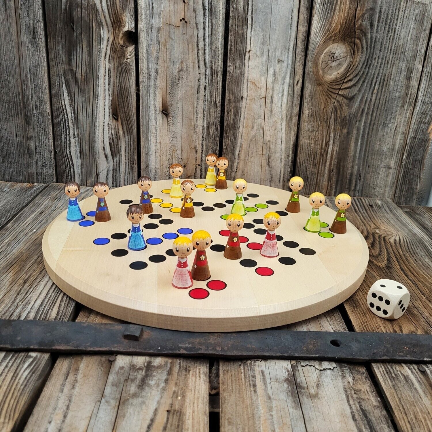 Brettspiel * Leit' ärgerts eich ned * Winter * Ahorn rund * Punkte lasergraviert Brettspiel * Leit' ärgerts eich ned * Winter * Ahorn rund * Punkte lasergraviert