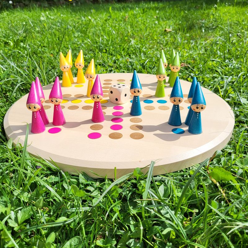 Brettspiel * Wichtel ärgerts eich ned * Frühling * Ahorn rund * Punkte lasergraviert