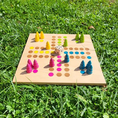 Brettspiel * Komm, Bäumchen sammeln! * Frühling * Buche * Punkte lasergraviert