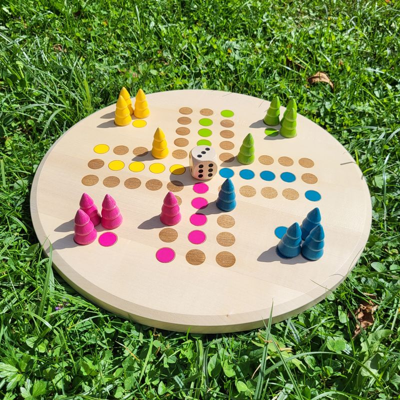 Brettspiel * Komm, Bäumchen sammeln! * Frühling * Ahorn rund * Punkte lasergraviert