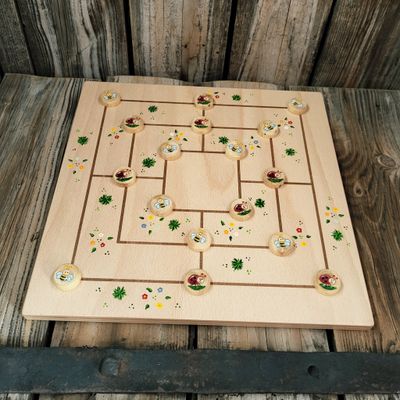 Brettspiel * Mühle * Buche bemalt * Käferl & Bienchen