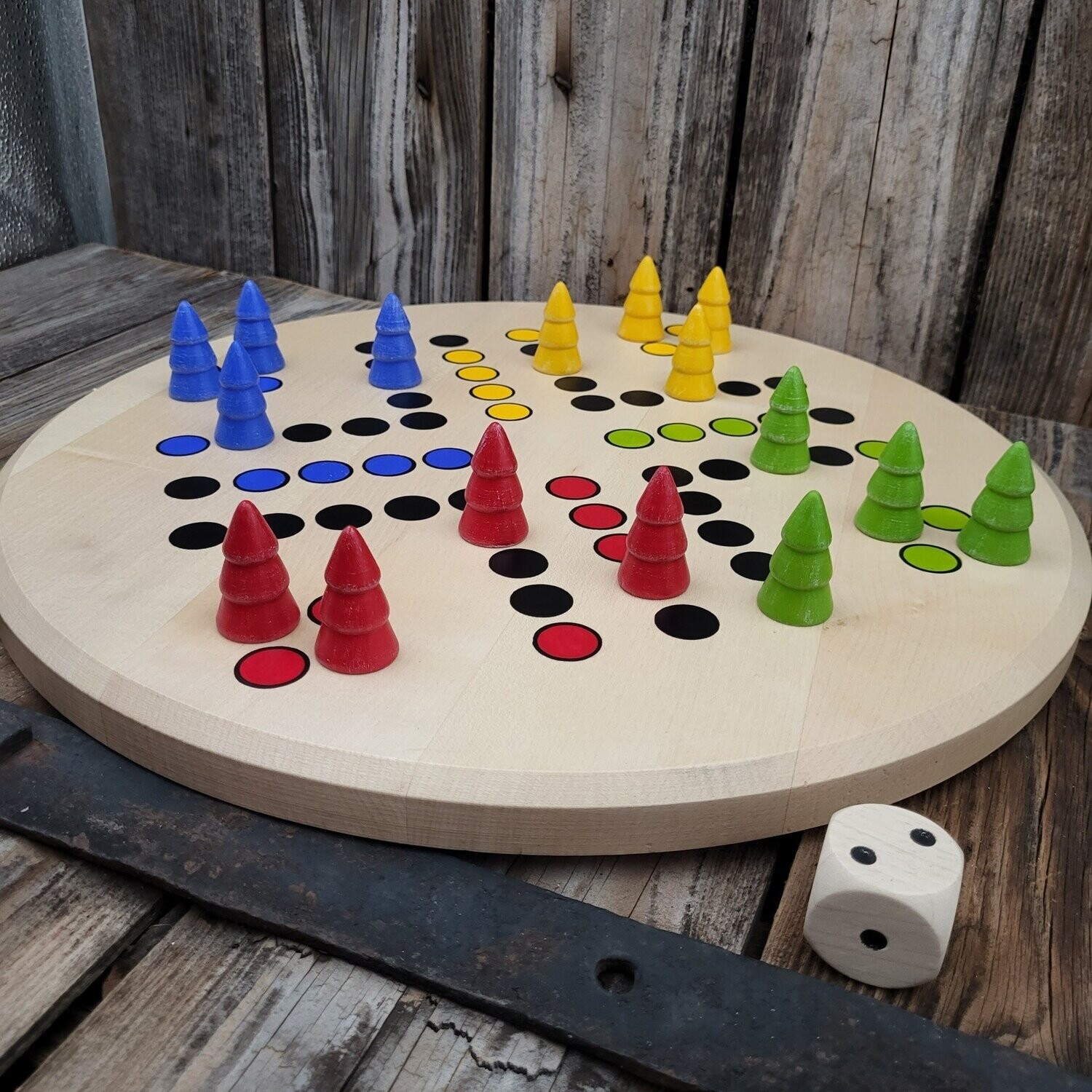 Brettspiel * Komm, Bäumchen sammeln! * Winter * Ahorn rund * Punkte lasergraviert Brettspiel * Komm, Bäumchen sammeln! * Winter * Ahorn rund * Punkte lasergraviert