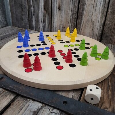 Brettspiel * Komm, Bäumchen sammeln! * Winter * Ahorn rund * Punkte lasergraviert Brettspiel * Komm, Bäumchen sammeln! * Winter * Ahorn rund * Punkte lasergraviert