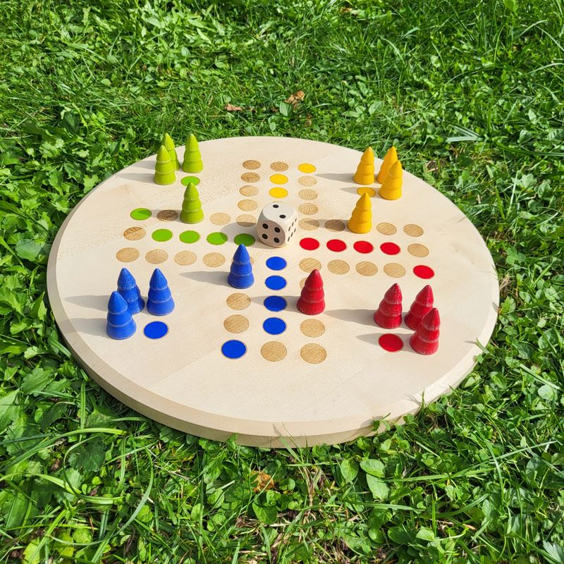 Brettspiel * Komm, Bäumchen sammeln! * Winter * Ahorn rund * Punkte lasergraviert