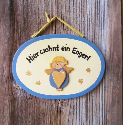 TürSchild * oval * Hier wohnt ein Engerl TürSchild * oval * Hier wohnt ein Engerl