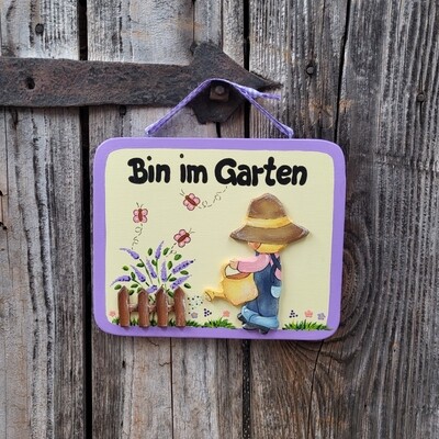 TürSchild * eckig * Bin im Garten * Gärtnerin Sarah