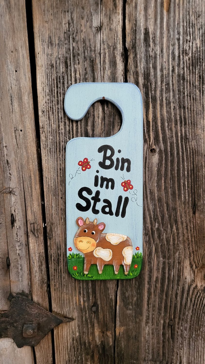 HängeTürSchild * Bin im Stall * Kuh Rosa HängeTürSchild * Bin im Stall * Kuh Rosa