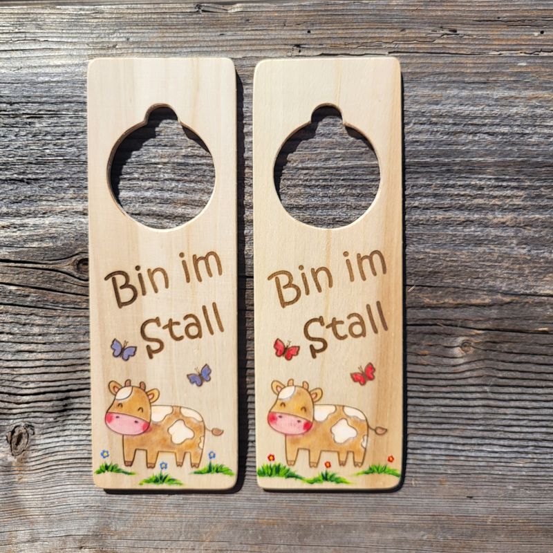 HängeTürSchild * Bin im Stall * Kuh Rosa HängeTürSchild * Bin im Stall * Kuh Rosa