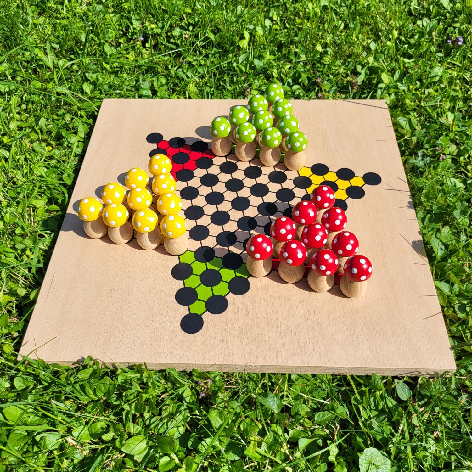Brettspiel * Halma * 10er * GlücksPilze * Sommer * bemalt Brettspiel * Halma * 10er * GlücksPilze * Sommer * bemalt