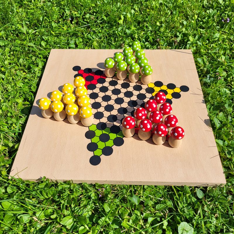 Brettspiel * Halma * 10er * GlücksPilze * Sommer * bemalt Brettspiel * Halma * 10er * GlücksPilze * Sommer * bemalt