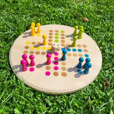 Brettspiel * KegelRalley * Frühling * Ahorn rund * Punkte lasergraviert