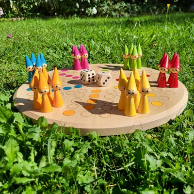 Brettspiel * 6 auf einen Streich * Ahorn rund * Wichtel* lasergraviert Brettspiel * 6 auf einen Streich * Ahorn rund * Wichtel* lasergraviert