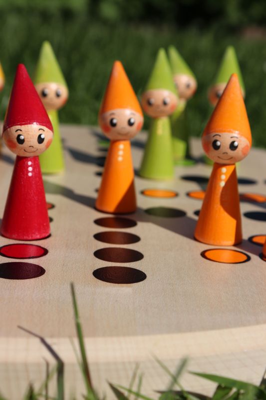 Brettspiel * 6 auf einen Streich * Ahorn rund * Wichtel* Punkte lasergraviert
