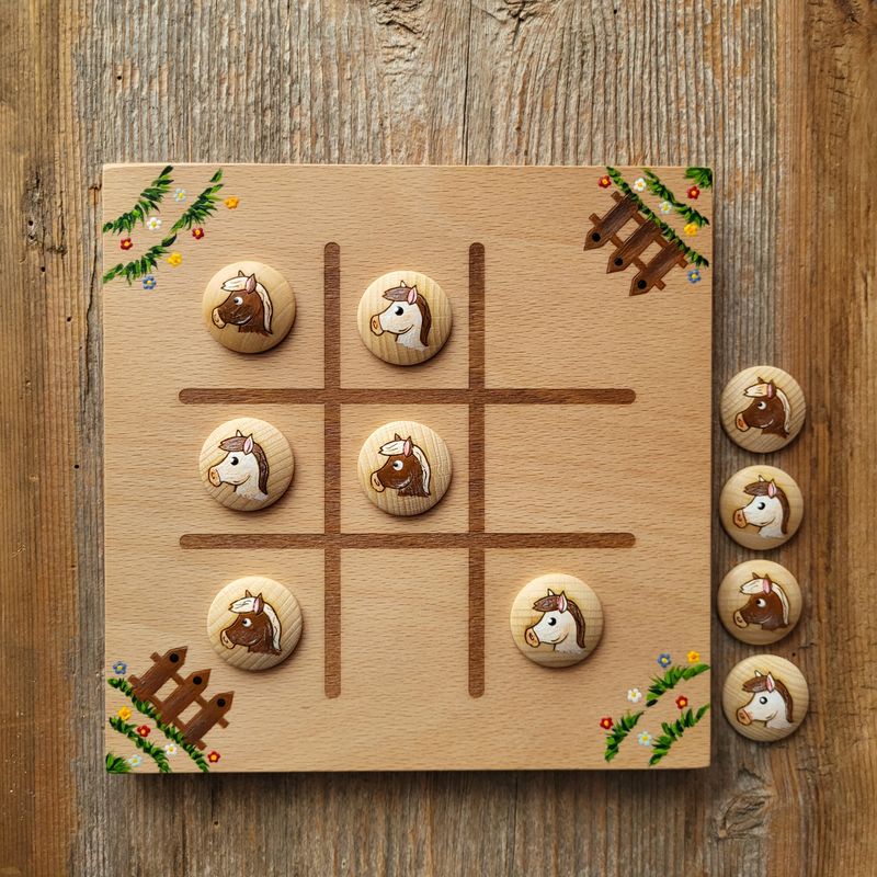 Brettspiel * TicTacToe * Polly Pony * Buche