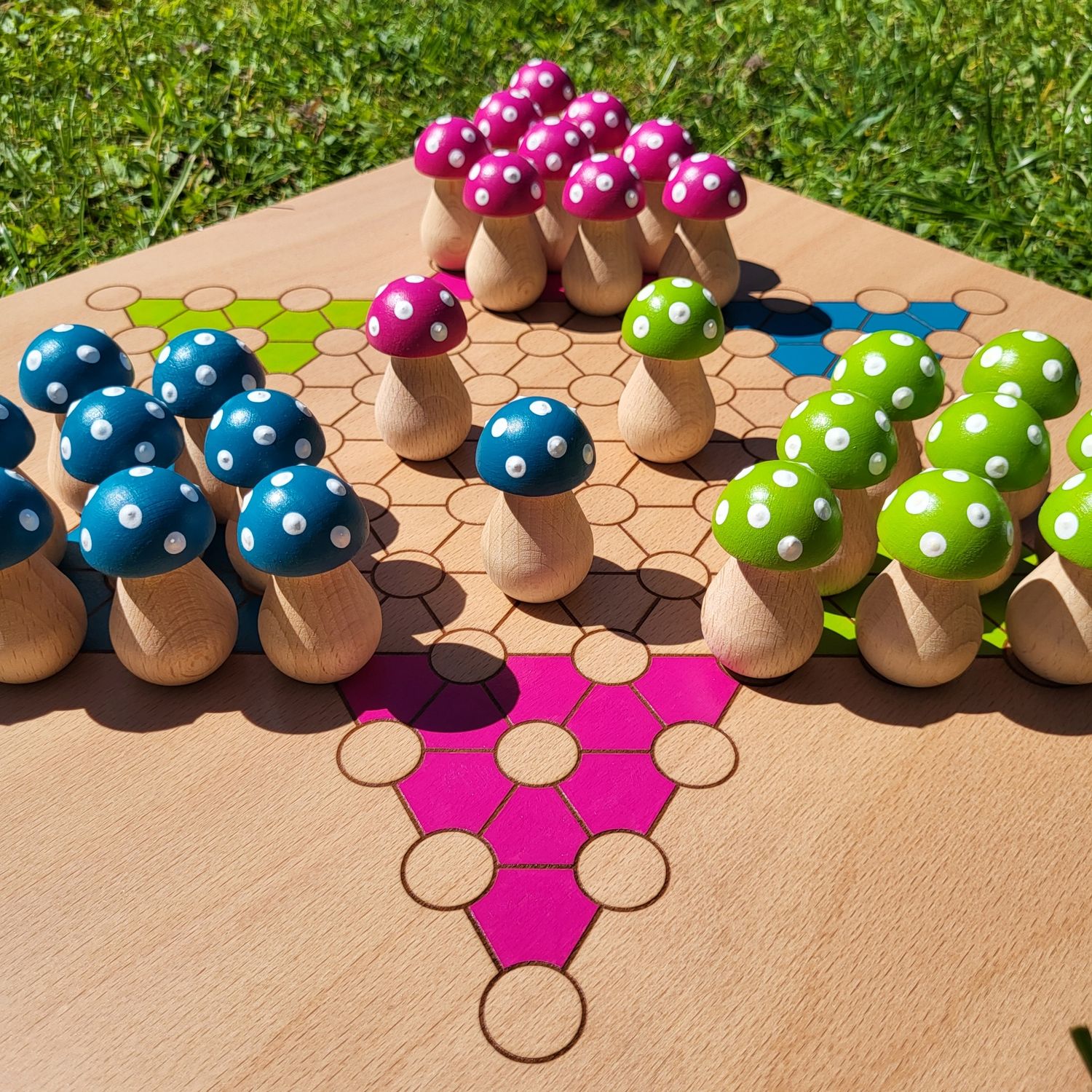 Brettspiel * Halma * 10er * GlücksPilze * Frühling * lasergraviert