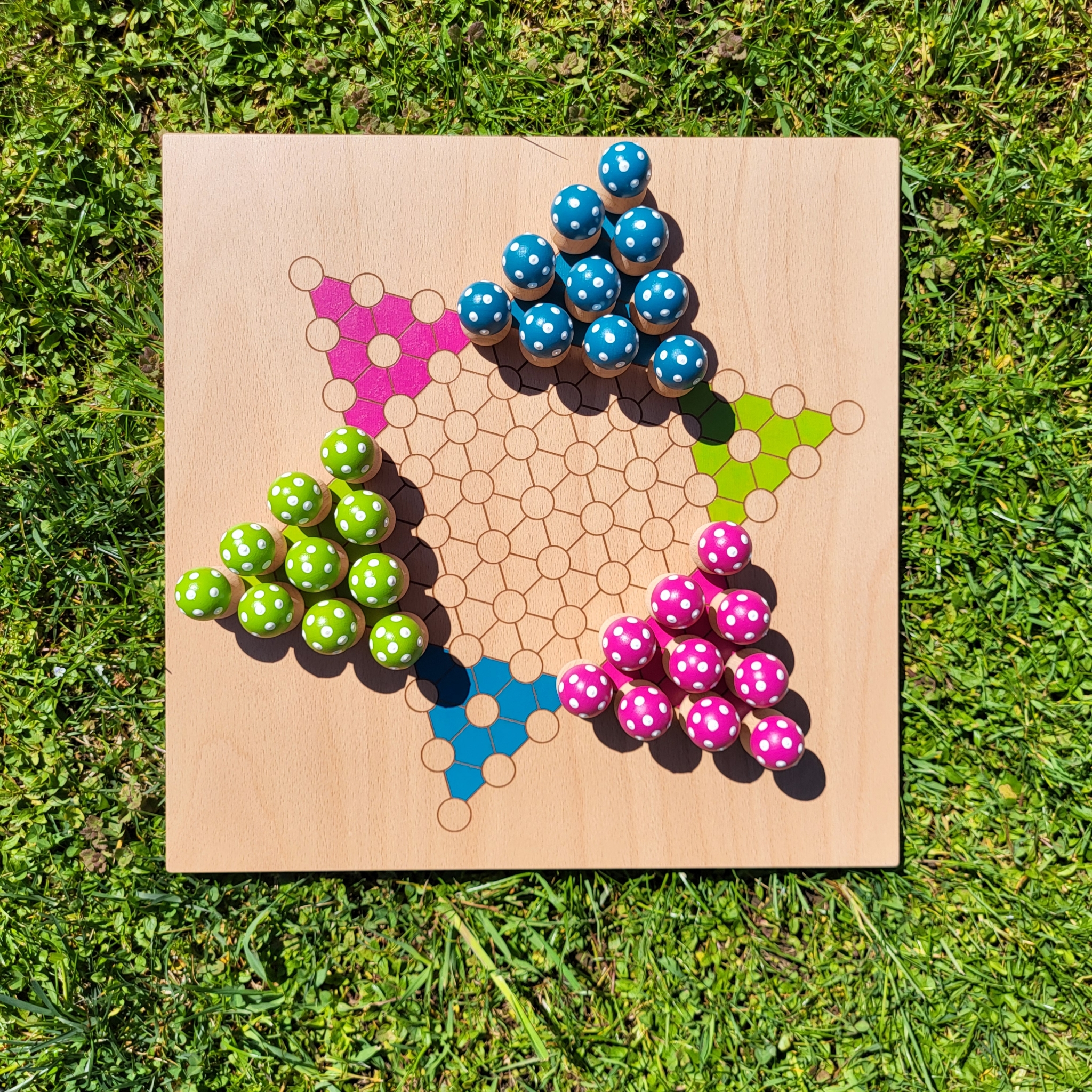 Brettspiel * Halma * 10er * GlücksPilze * Frühling * lasergraviert