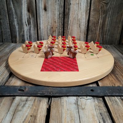 Brettspiel * Fuchs & Henne * Buche rund * Dach rot * Hühner Buche natur Brettspiel * Fuchs & Henne * Buche rund * Dach rot * Hühner Buche natur
