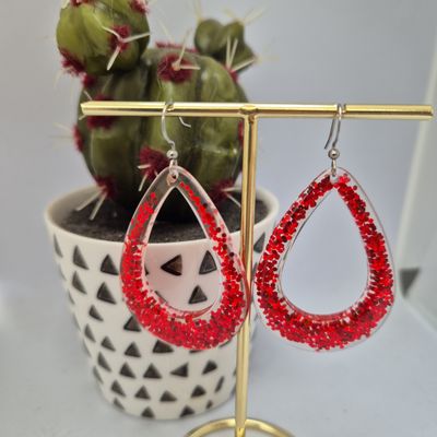 Boucles d’oreilles gouttes rouge