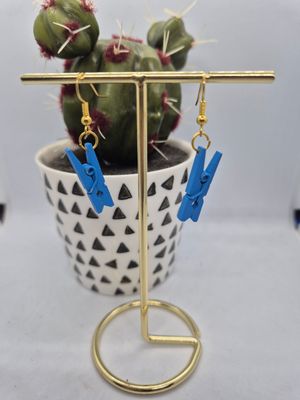 Boucles d’oreilles épingles en bois bleu