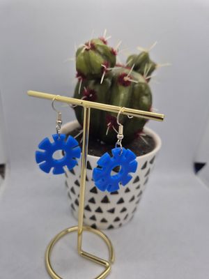 Boucles d&#39;oreilles rondes en plastique bleu
