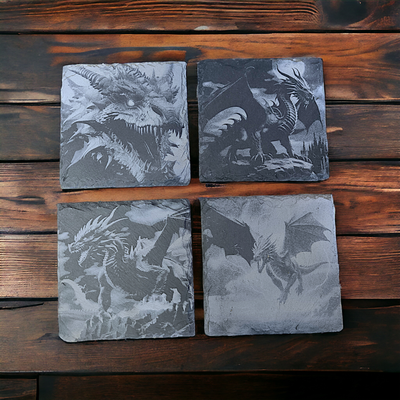Schiefer Untersetzer Set Schiefer Untersetzer Set "Drachen"