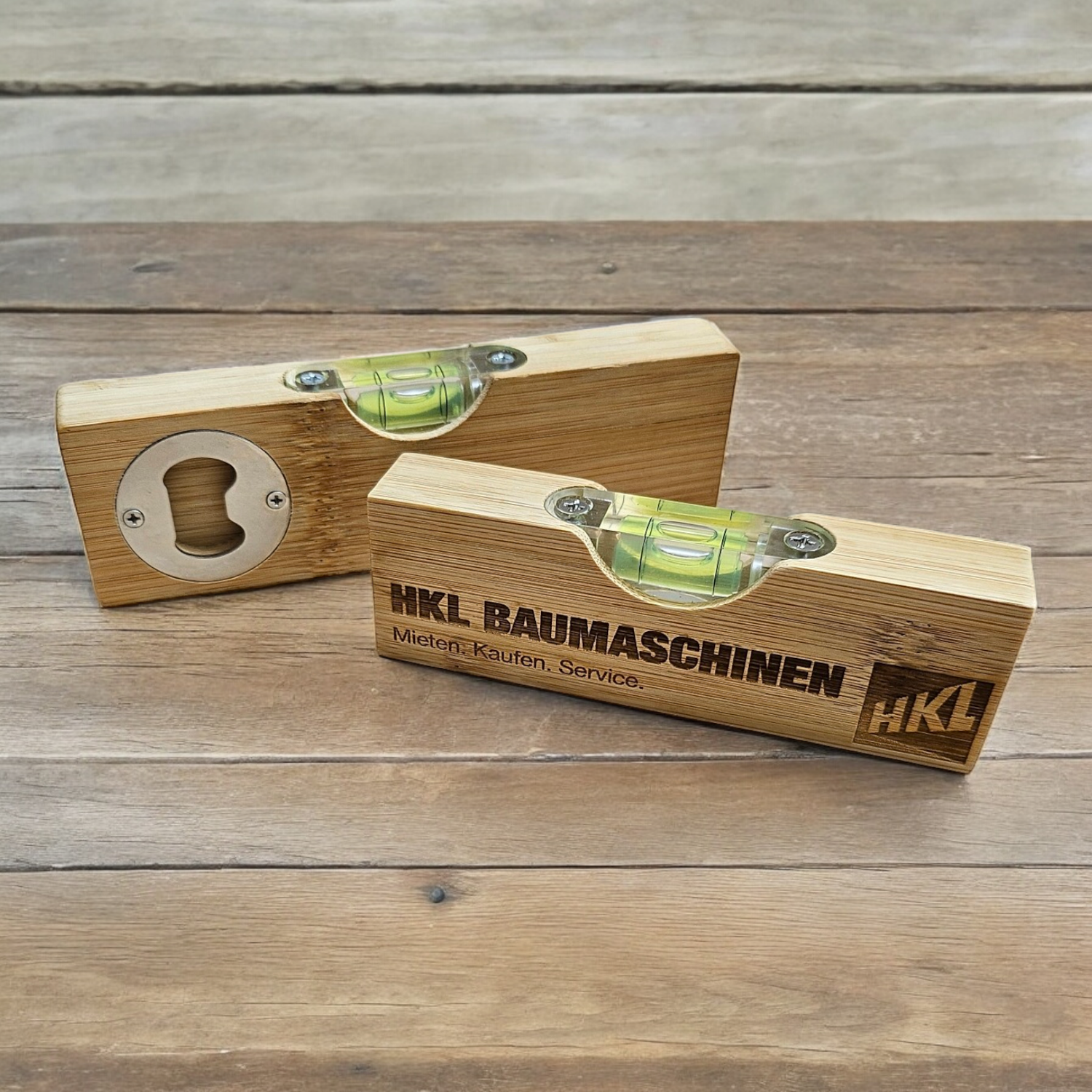 Wasserwaage mit Flaschenöffner, personalisierbar