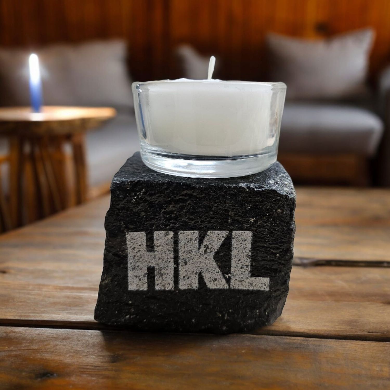 Kerzenwürfel Basalt, personalisierbar