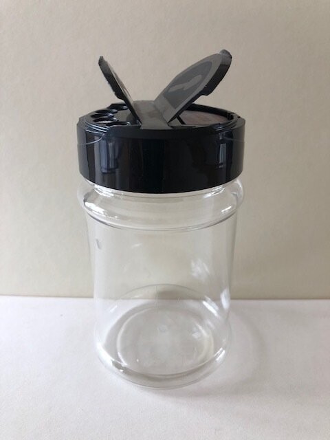 270ml Round Shaker Jar with Shaker Caps, Caps Required: Black Shaker Caps, Number of Jars Required: 6