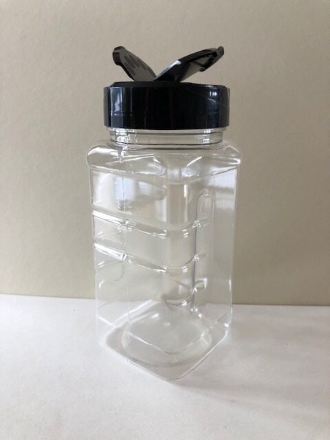 300ml Square Gripper Jars with Shaker Caps, Caps Required: Black shaker Caps, Number of Jars Required: 6